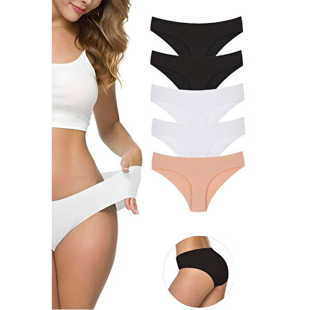 5 Adet Kadın Dikişsiz Lazer Kesim Esnek İz yapmayan Külot S1