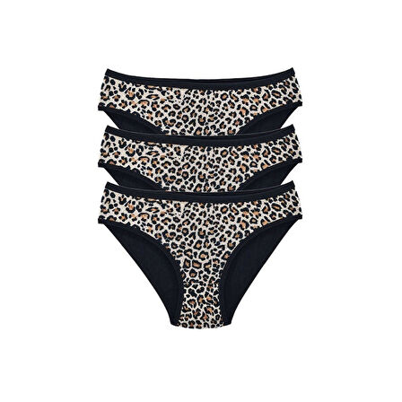 3 Adet Leopar Desenli Likralı Yumuşak Dokulu Kadın Slip Külot