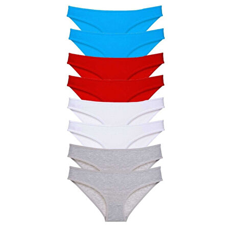 8 adet Süper Eko Set Likralı Kadın Slip Külot Siyah ve Mavi