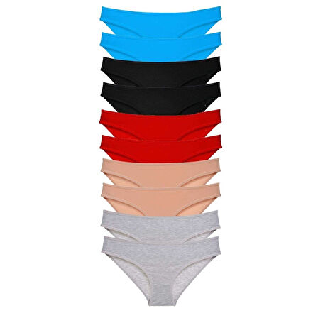 10 adet Süper Eko Set Likralı Kadın Slip Yeşil Mavi