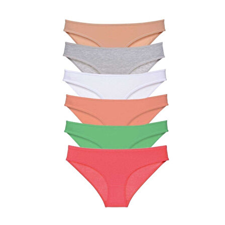6 adet Süper Eko Set Likralı Kadın Slip Külot Beyaz