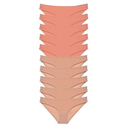 10 adet Süper Eko Set Likralı Kadın Slip Külot Pudra Ten