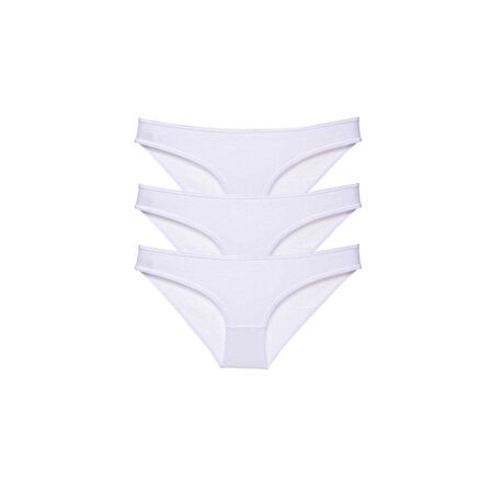 3 adet Süper Eko Set Likralı Kadın Slip Külot Beyaz