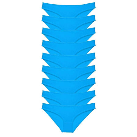 9 adet Süper Eko Set Likralı Kadın Slip Külot Mavi