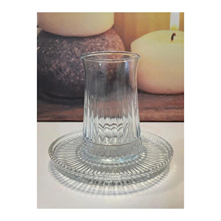 Müge 6'lı Cam Çay Tabağı Çay Tabak Altlığı Royaleks-TG-2023