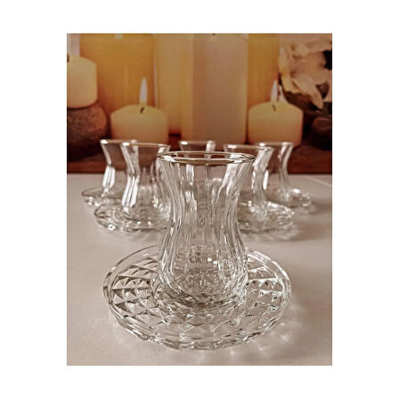 Alin Adela 6'lı Cam Çay Tabağı Çay Tabak Altlığı Royaleks-RYG8030