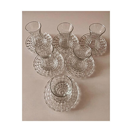 Alin Adela 6'lı Cam Çay Tabağı Çay Tabak Altlığı Royaleks-RYG8030