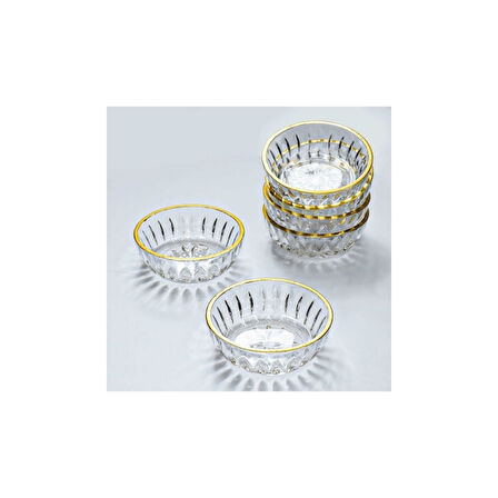 Elif Altın Yaldızlı 6 Parça Cam Lokumluk