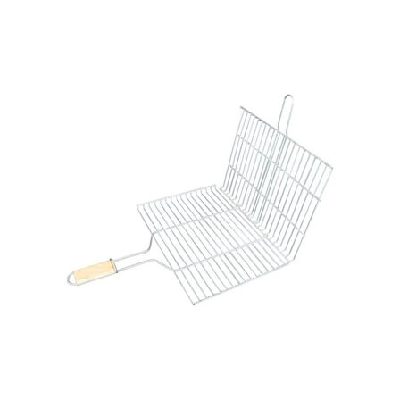 Ahşap Saplı Mangal Izgarası Galvanizli Paslanmaz Kafes Demir 25 x 40 cm