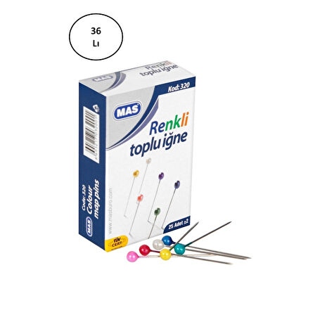 Mas 320 Renki Başlı Toplu İğne 32 Mm 36'lı