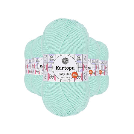 5 Adet Baby One Tüylenmeyen El Örgü İpi Yünü Açık Yeşil K507