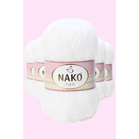 5 Adet Paris El Örgü ipi Yünü Beyaz 208