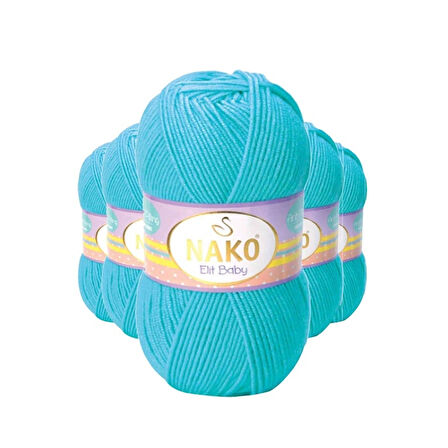 5 Adet Elite Baby El Örgü İpi Tüylenmeyen Bebek Yünü Turkuaz 3323