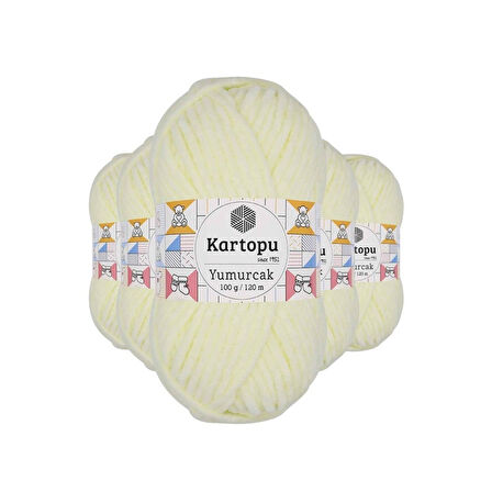 5 Adet Yumurcak Kadife El Örgü İpi Krem K335