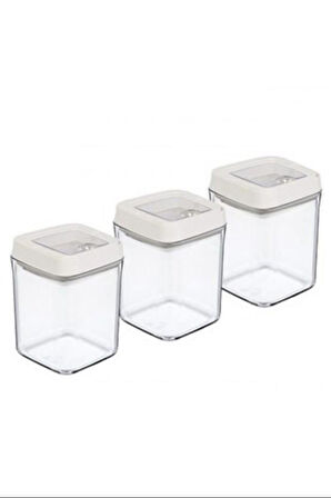 Vakumlu Erzak Kavanozu Kare 3lü Set Royaleks-OKY-234