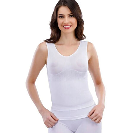 Jakarlı Kalın Askılı kadin Atlet 14005 -Beyaz