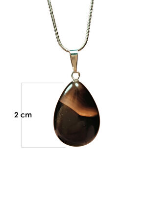 Onix Kuvars Doğal Taşı Zincirli El Yapımı Kolye Uç: 2 cm Zincir: 20 cm Kutulu