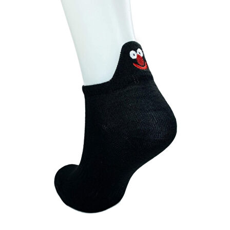 6 Çift Emoji Desen Nakış Baskılı Kadın Pamuklu Bilek Çorap (38-40)