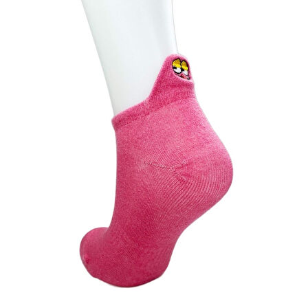 6 Çift Emoji Desen Nakış Baskılı Kadın Pamuklu Bilek Çorap (38-40)