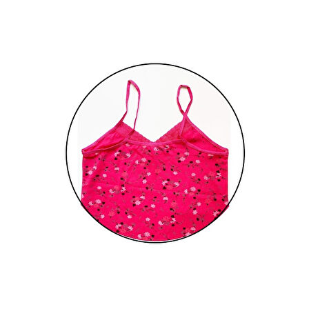 2 Adet Kadın Askılı Desenli Atlet Dantelli Empirme Pamuklu Penye D5-6