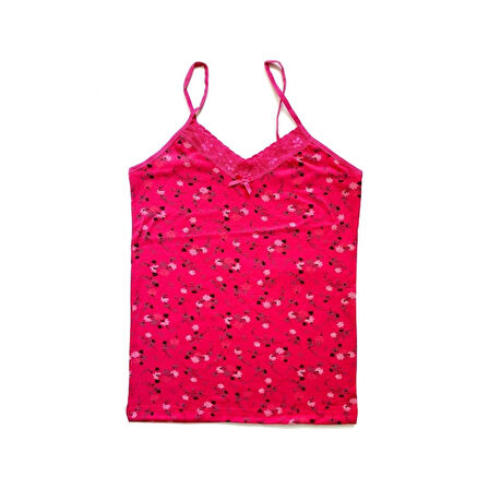 2 Adet Kadın Askılı Desenli Atlet Dantelli Empirme Pamuklu Penye D3-4