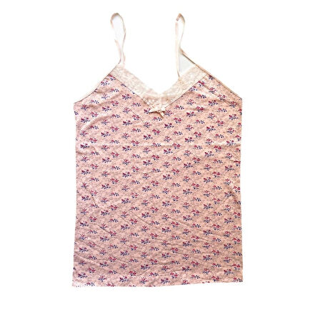 Kadın Askılı Desenli Atlet Dantelli Empirme Pamuklu Penye D10