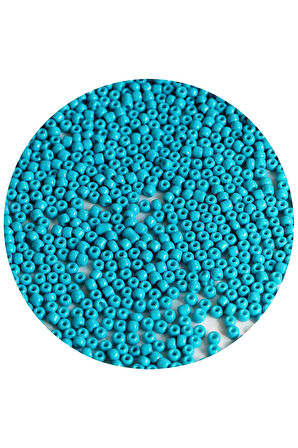 Turquaz Mavi Renk 4 mm Yaklaşık 1100 adet / 100 gram Cam Boncuk Oya Yazma Bileklik ve Kolye