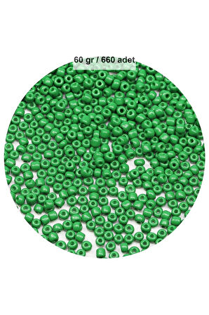 Opak Yeşil Renk 4 mm Yaklaşık 660 adet / 60 gram Cam Boncuk Oya Yazma Bileklik ve Kolye
