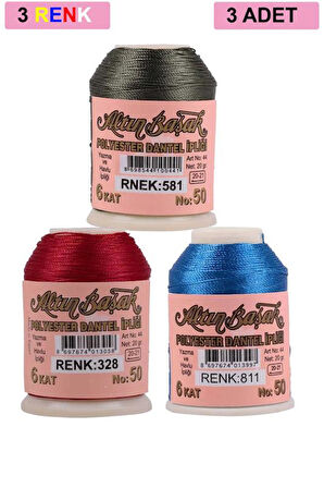 3 Adet Altınbaşak Oya ve Dantel İpi 20 gr - Royaleks - No: 328 - 811 - 581