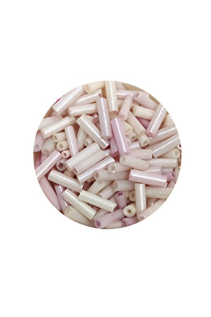 Uzun Boru Kesme Boncuk Çap 2mm Uzunluk 10 mm - 60 Gram - Mat Beyaz - BNC302