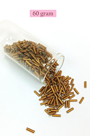 Uzun Boru Kesme Boncuk Çap 2mm Uzunluk 10 mm - 60 Gram - Gold - BNC287