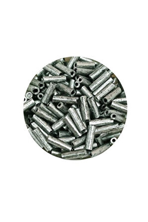 Uzun Boru Kesme Boncuk Çap 2mm Uzunluk 10 mm - 20 Gram - Desenli Gümüş - BNC244
