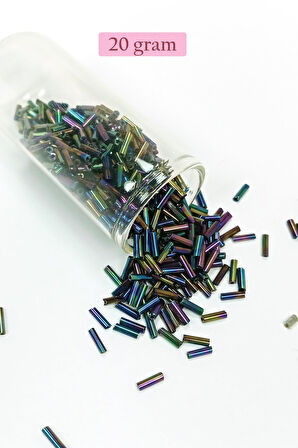 Uzun Boru Kesme Boncuk Çap 2mm Uzunluk 10 mm - 20 Gram - Mavi Yeşil - BNC230