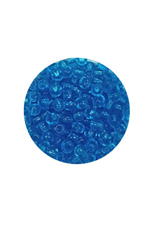 Dökme Cam Kum Boncuk (8/0) 3 mm - 60 Gram - Şeffaf Deniz Mavi - BNC221