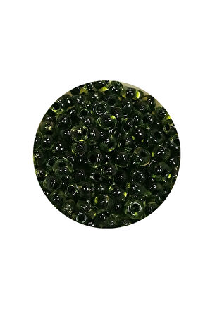 Dökme Cam Kum Boncuk (8/0) 3 mm - 60 Gram - Şeffaf Yeşil Siyah - BNC220