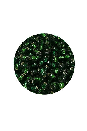 Dökme Cam Kum Boncuk (8/0) 3 mm - 60 Gram - Şeffaf Asker Yeşili - BNC218