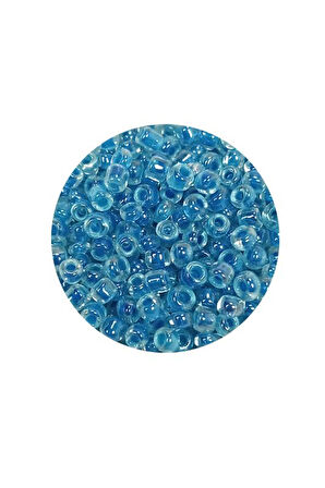 Dökme Cam Kum Boncuk (8/0) 3 mm - 60 Gram - Şeffaf Gök Mavi - BNC214