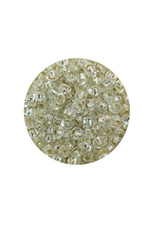 Dökme Cam Kum Boncuk (8/0) 3 mm - 20 Gram - Şeffaf Beyaz - BNC156