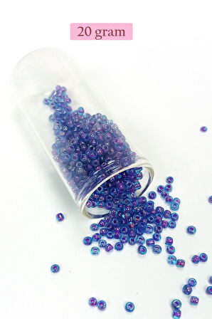 Dökme Cam Kum Boncuk (8/0) 3 mm - 20 Gram - Şeffaf Mavi - BNC149
