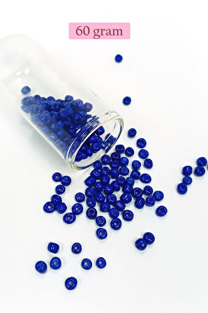 Dökme Cam Kum Boncuk Büyük Boy (6/0) 4 mm - 60 Gram - Koyu Mavi - BNC139