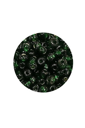 Dökme Cam Kum Boncuk Büyük Boy (6/0) 4 mm - 60 Gram - Şeffaf Koyu Yeşil - BNC136
