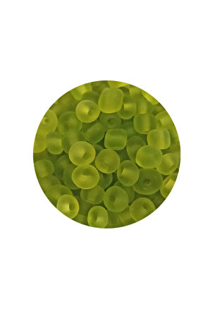 Dökme Cam Kum Boncuk Büyük Boy (6/0) 4 mm - 60 Gram - Şeffaf Mat Yeşil - BNC128