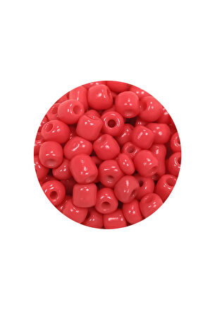 Dökme Cam Kum Boncuk Büyük Boy (6/0) 4 mm - 60 Gram - Açık Kırmızı - BNC125