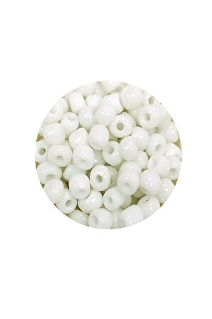 Dökme Cam Kum Boncuk Büyük Boy (6/0) 4 mm - 60 Gram - Beyaz - BNC111