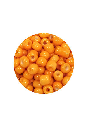 Dökme Cam Kum Boncuk Büyük Boy (6/0) 4 mm - 20 Gram - Açık Turuncu - BNC95