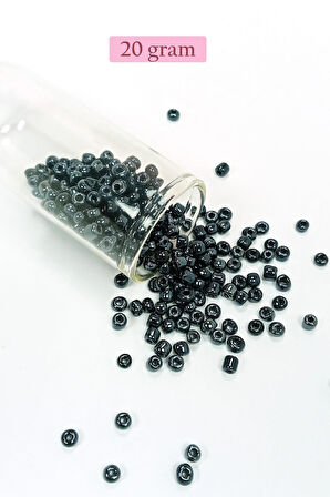 Dökme Cam Kum Boncuk Büyük Boy (6/0) 4 mm - 20 Gram - Siyah - BNC84