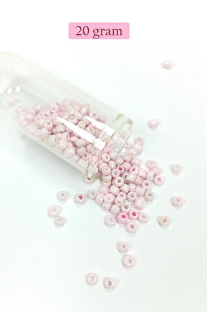 Dökme Cam Kum Boncuk Büyük Boy (6/0) 4 mm - 20 Gram - Toz Pembe - BNC77