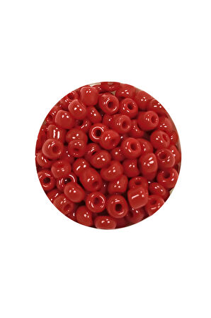 Dökme Cam Kum Boncuk Büyük Boy (6/0) 4 mm - 20 Gram - Koyu Kırmızı - BNC74