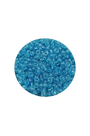 Dökme Cam Kum Boncuk (11/0) 2 mm - 60 Gram - Şeffaf Koyu Camgöbeği - BNC061