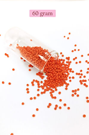 Dökme Cam Kum Boncuk (11/0) 2 mm - 60 Gram - Turuncu - BNC048